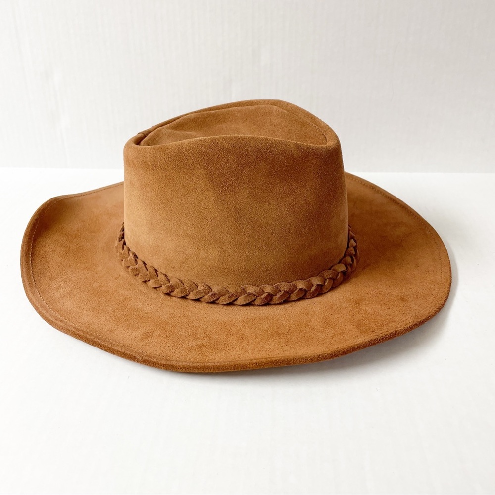Henschel Suede Leather Braided Brown Cowboy Western Hat Size Medium